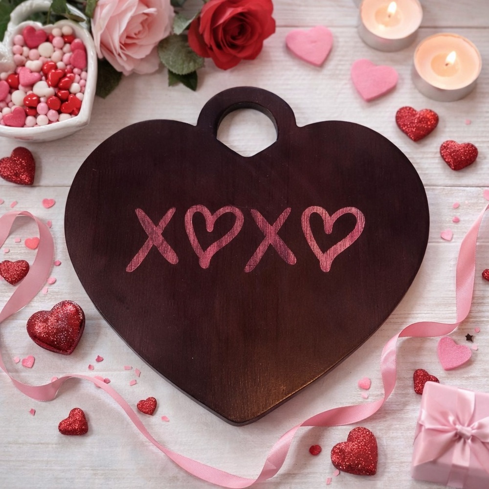 2/$50 Heart-Shaped Engraved Cutting Board XOXO | Red